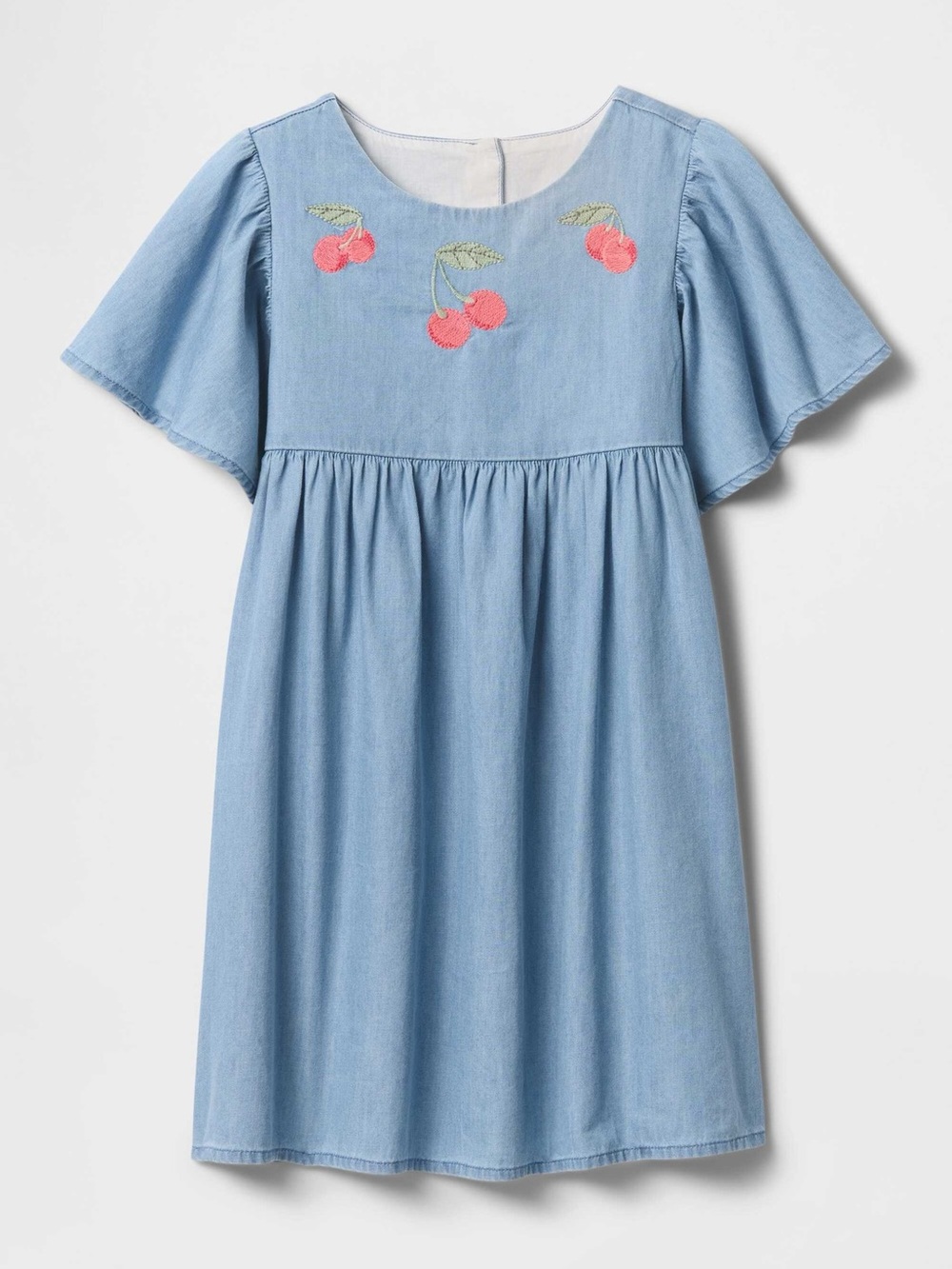 Baby GAP Flutter Sleeve Dress- Blue Chambray Cherries